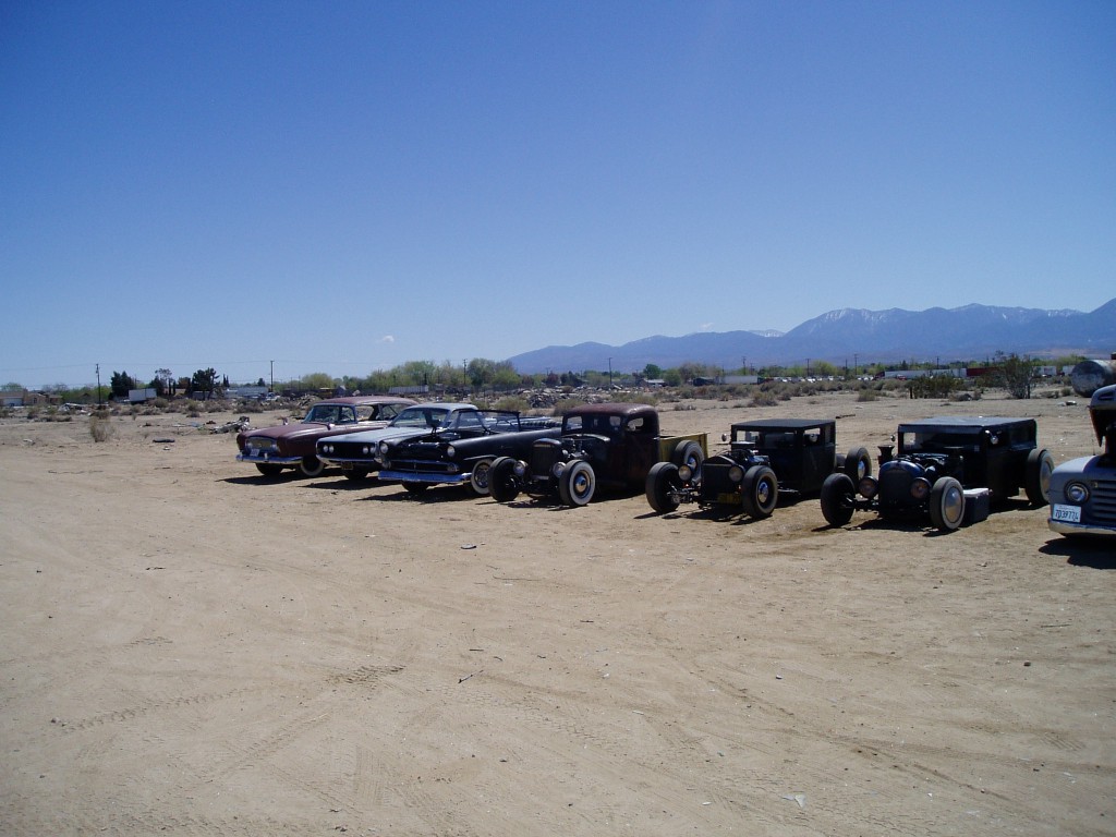 Saturday afternoon. Tramps cars at Ray's junkyard BBQ.