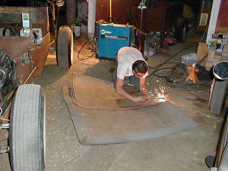 Recycling the old top off my car for the top on Brian's car.