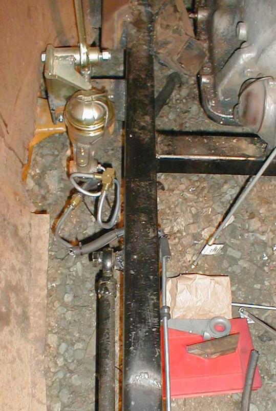 Brian tossed the master cylinder that came with the pedal/bracket assembly in favor of this earlier single circuit GM one for pa