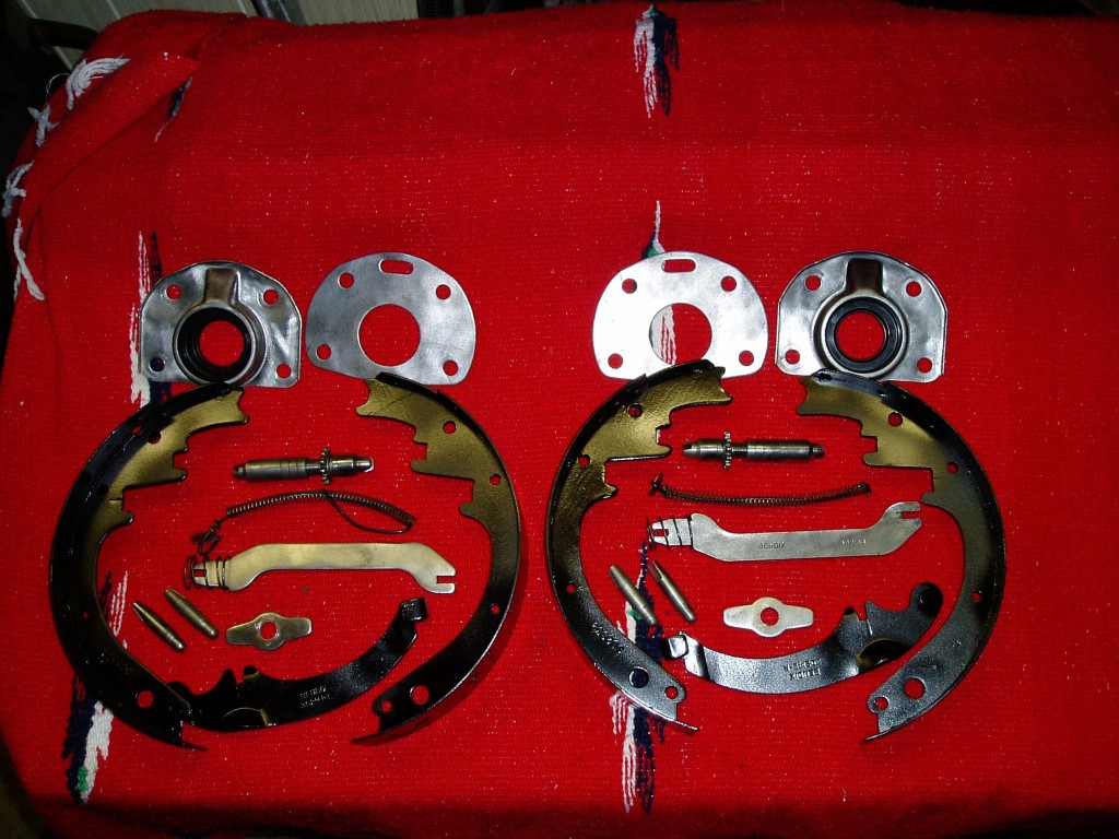 Rear brake hardware after cleanup.