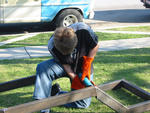 My son Jayson doing some grinding on the frame welds.