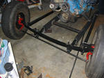 Front end in place. Wheelbase is 119"!!! I made it extra long to get more weight on the back wheels & less on the front