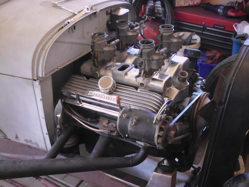 test fit some shiny stuff.6x2 edelbrock,nos offy valvcovers.made new generator brackets