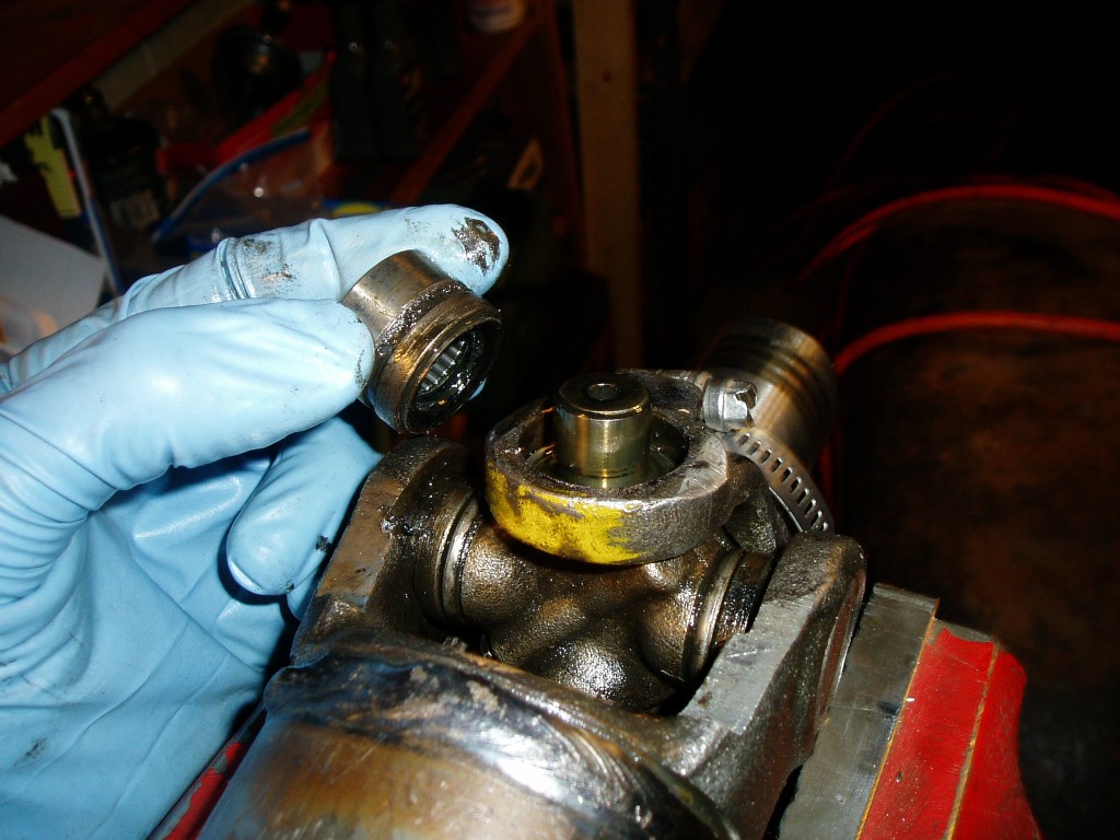 Now on to replacing the u-joint at the transmission end of the drive shaft (torque tube setups only have 1 u-joint). This is a r