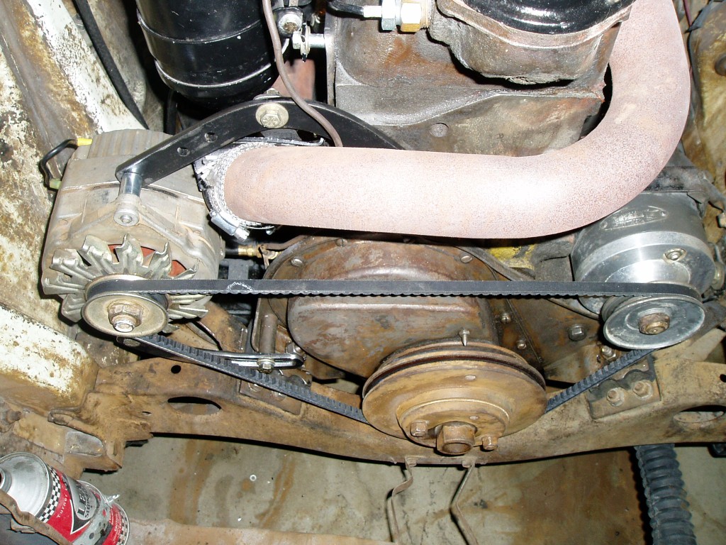 Front view of alternator setup.