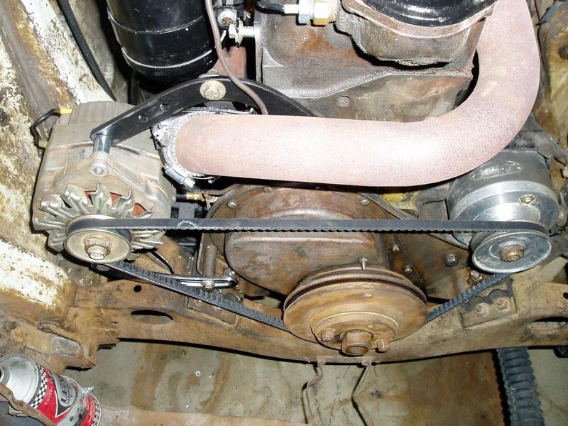 Front view of alternator setup.