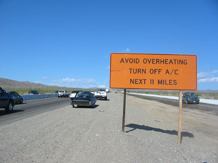 Car accidents on the 215 caused the freeway to come to a complete stop on the Baker Grade. The caddy started to overheat so I ha