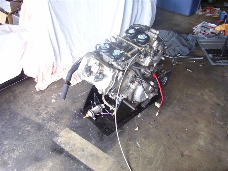 Engine mounted on engine plate along with the fuel pump.