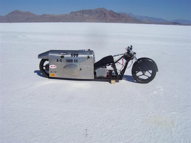 First photo of the new bike on the salt.