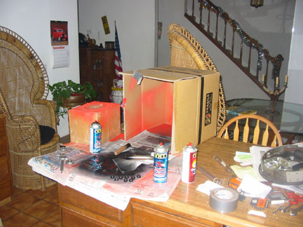 Custom spray booth for the front end components.