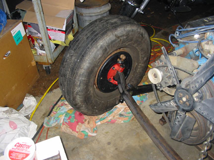 Front axle assembled. Used '37 spindles with '51 truck brakes. 