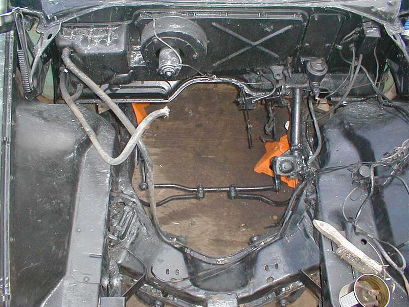 Engine bay cleaned, painted, and ready for transplant.