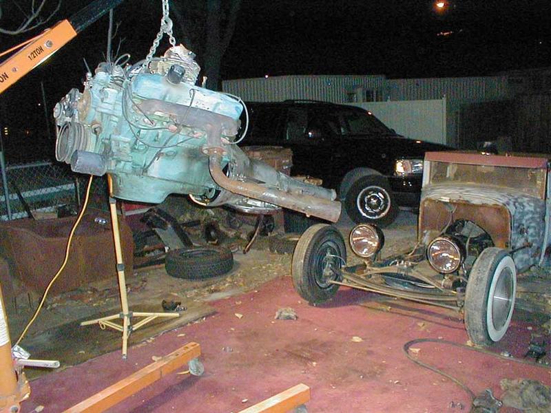 Big motor. Little car.
Time to cram it in the hole.