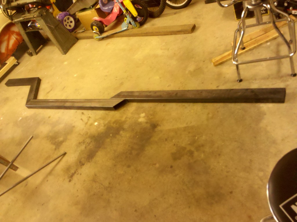 Rail sections cut and set in place to drink beer and look at