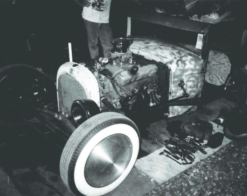 I was busy tying the Diest belts to the plywood floor so the car would at least ~look~ safe. Jim Diest would have put his cigar 