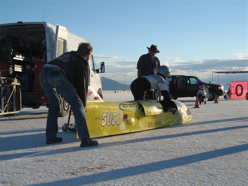 Brad and rider Nick Rock moving the liner up to the start. Great guys, we got into trouble with them all week.