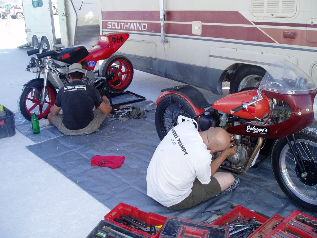 Monday morning late. Working on the bikes in impound, waiting for the inspectors.