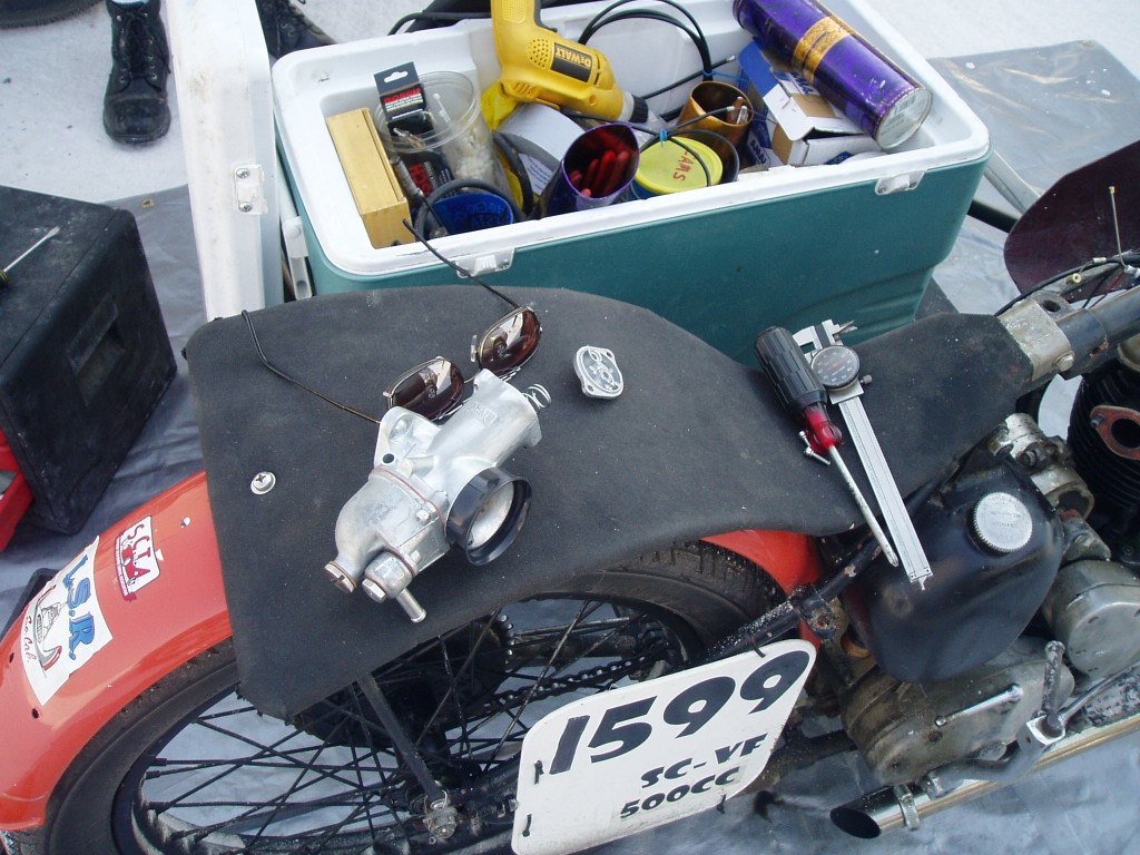 Shiny new alcohol carburetor for the BSA.