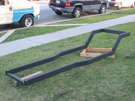 Frame done with a coat of Rustoleum. I put a 13" "Z" in it. Now I need some 4-link brackets & tabs to mount t